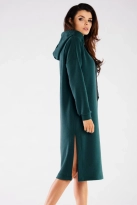 Bluzowa sukienka z kapturem bawełna premium zielona