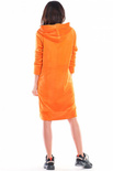 Bluzowa sukienka midi kangurka z kapturem welurowa pomarańcz