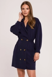 Elegancka sukienka żakietowa dwurzędowa granatowa mini