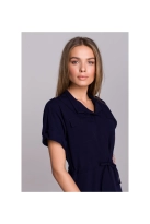 Sukienka koszulowa trapezowa granatowa szmizjerka z wiązaniem