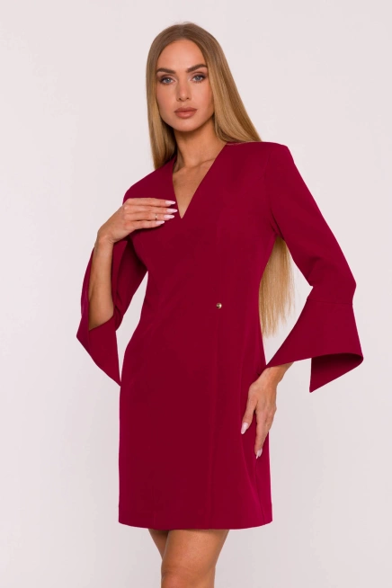 Elegancka sukienka trapezowa mini bordowa