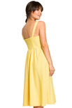 Letnia lniana sukienka na ramiączkach żółta z dużymi kieszeniami
