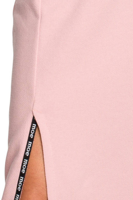 Sukienka sportowa z dzianiny bawełnianej z kołnierzem różowa