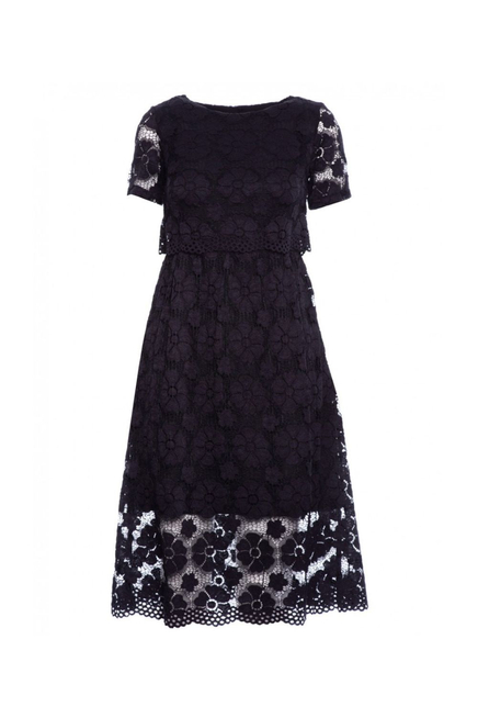 Sukienka wieczorowa koktajlowa koronkowa lekko rozkloszowana czarna