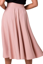 Rozkloszowana spódnica z wysokim stanem i kieszeniami różowa