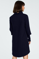 Trapezowa sukienka dresowa z golfem i długim rękawem granatowa