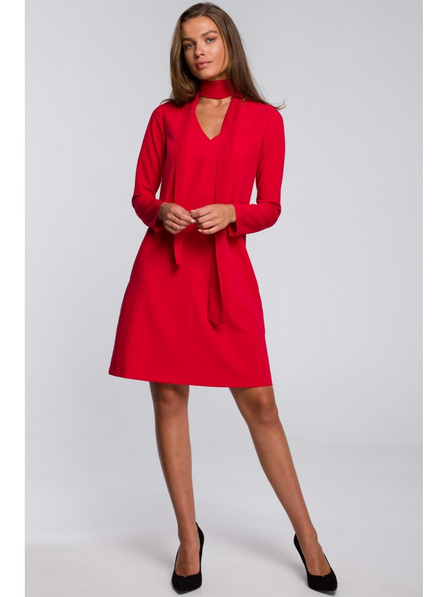 S233 Sukienka z szyfonowym szalem - czerwona