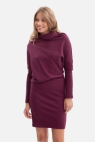 Bawełniana ołówkowa sukienka z dzianiny zbluzowana fiolet