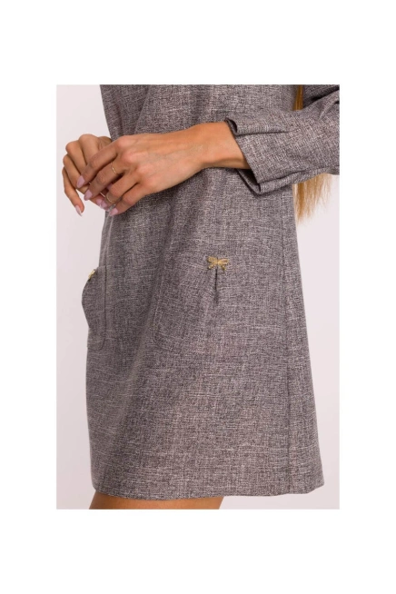 Elegancka sukienka tweedowa trapezowa mini szara