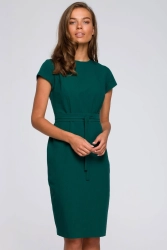 Sukienka ołówkowa z modelującymi przeszyciami zielona