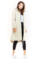 Ciepła długa bluza damska jak parka bawełna premium beż