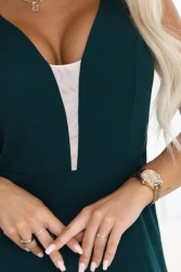 Długa sukienka wieczorowa rozkloszowana butelkowa zieleń