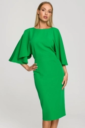 Sukienka ołówkowa z szerokimi rękawami zielona z pelerynką