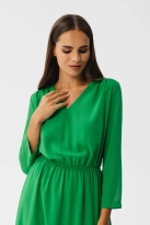 Elegancka zwiewna sukienka szyfonowa wizytowa zielona