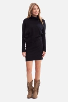 Bawełniana ołówkowa sukienka z dzianiny zbluzowana czarna