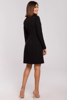 Elegancka sukienka marynarka biznesowa z kołnierzem do pracy czarna