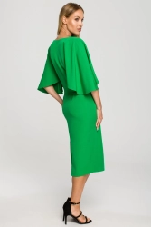 Sukienka ołówkowa z szerokimi rękawami zielona z pelerynką