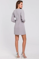 Sukienka elegancka kopertowa asymetryczna mini szara