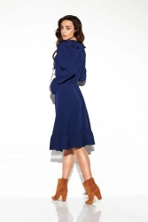 Sukienka rozkloszowana z falbanami w stylu boho granatowa 