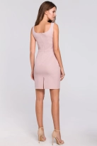 Klasyczna ołówkowa sukienka mini na ramiączkach różowa