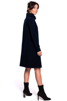 Sukienka dresowa oversize trapezowa z wysokim kołnierzem granatowa