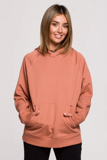 Bluza z kapturem kangurek ceglasta bawełna premium