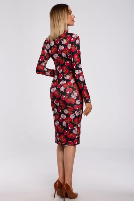 Sukienka dzianinowa midi dopasowana tuba czerwona