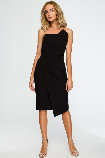 Sukienka wieczorowa ołówkowa z gorsetem asymetryczna czarna