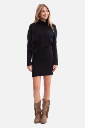 Bawełniana ołówkowa sukienka z dzianiny zbluzowana czarna