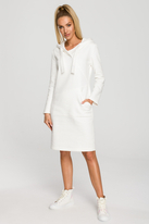 Sukienka sportowa jak długa bluza z kapturem ecru bawełna premium