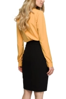 Ołówkowa spódnica midi z zakładką z przodu czarna