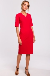 Sukienka ołówkowa dopasowana z podwyższoną talią czerwona