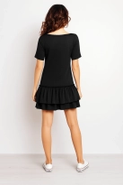 Bawełniana sukienka z falbanami u dołu melanżowy grafit