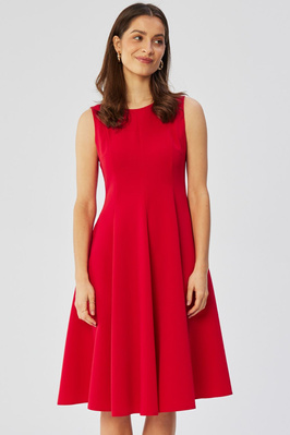 Elegancka rozkloszowana sukienka koktajlowa czerwona