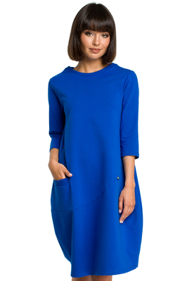 Sukienka dresowa bombka oversize z kieszonką z przodu niebieska
